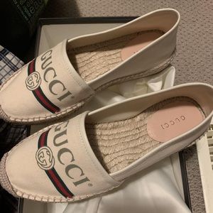 Authentic Gucci Beige Vintage Logo Espadrilles